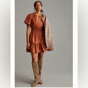Anthropologie Tan Mini Dress